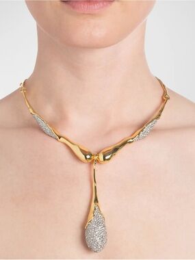 Alexis Bittar Solanales Gold-Tone Pavé Teardrop Pendant Necklace